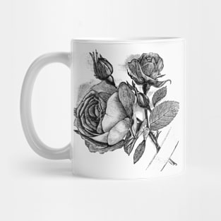 Black Rose Flower Illustration Mug